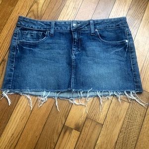 Refuge Distressed Frayed Jean Skirt